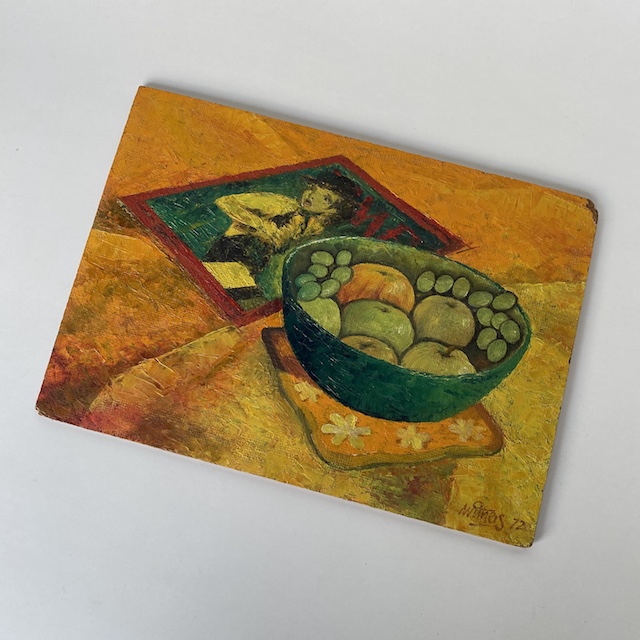 ARTWORK, Still Life Painting on Art Board (Orange Green Bowl)